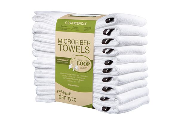 03-070499 DANNYCO TOWELS MICROFIBER WHITE 10/PK